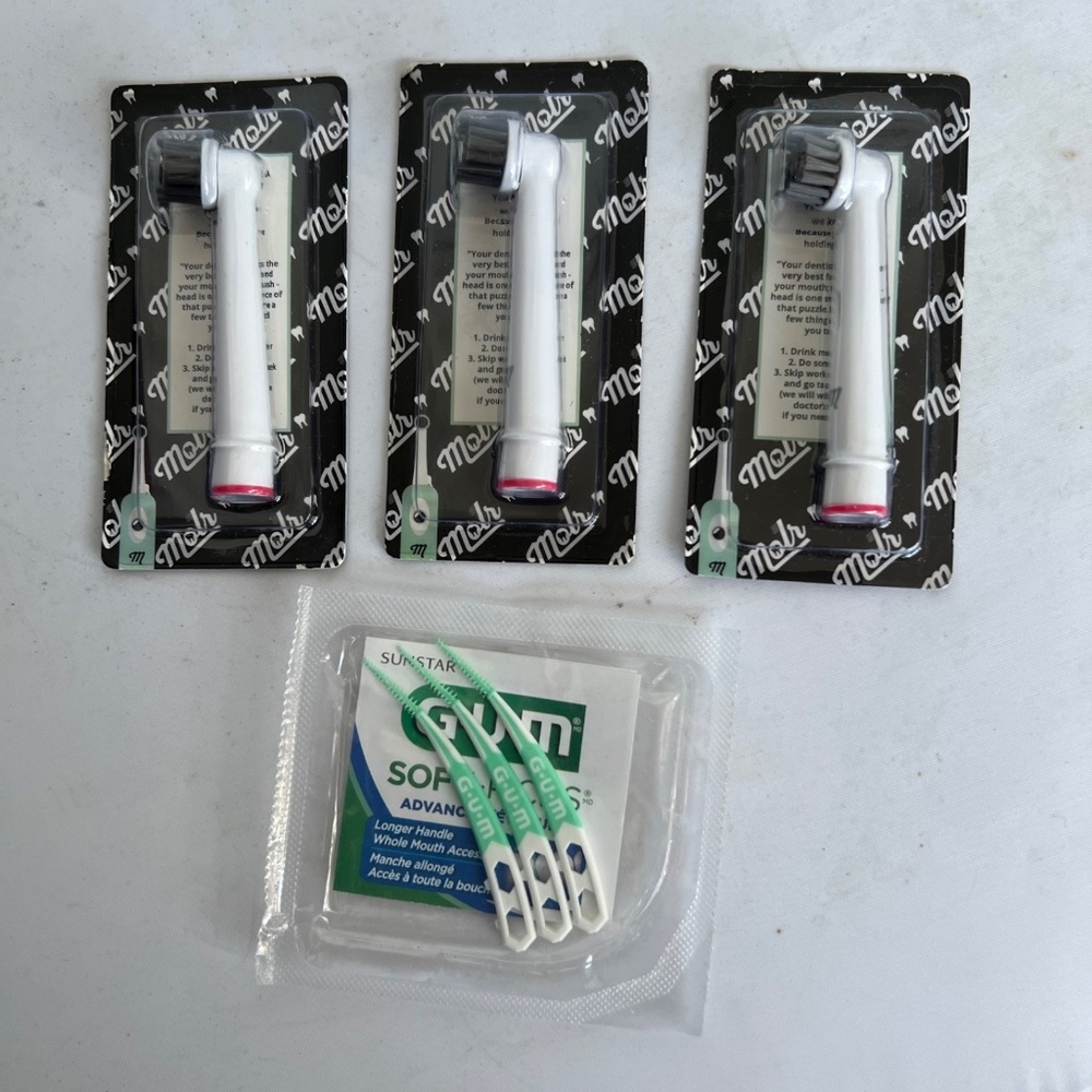 Lot of 3 Molr Dental Club Replacement Toothbrush Heads NEW Sealed Pink ID Ring